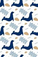 children blue pattern fur seal wave vector image kids