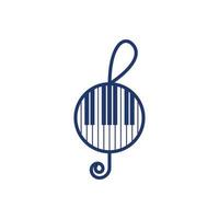 Diseño de ilustración de vector de icono de música de piano