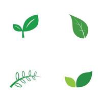 logotipos de vector de elemento de naturaleza de ecología de hoja de árbol verde