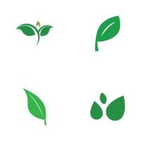 logotipos de vector de elemento de naturaleza de ecología de hoja de árbol verde