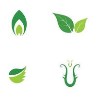 logotipos de vector de elemento de naturaleza de ecología de hoja de árbol verde