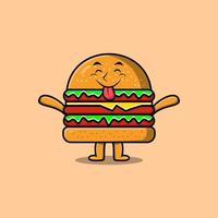 cartoon Burger character with flashy expression vector