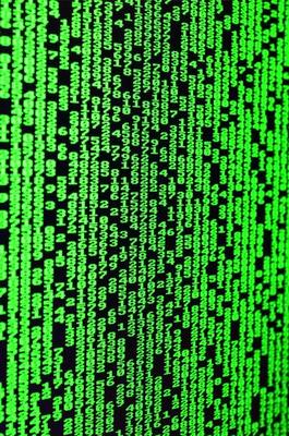 Macro of password selection on the monitor of the office computer. The concept of hacking the protection of a personal data keeper. The stream of supposed digital passwords of four and five digits