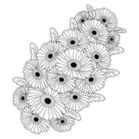 chamomile and daisy flower coloring page design with detailed line art vector graphic