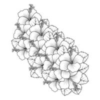 ilustración de página para colorear de flor rosa de sharon con trazo de arte lineal de dibujado a mano en blanco y negro vector