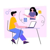 ilustración de diseño perfecto de entrevista virtual vector