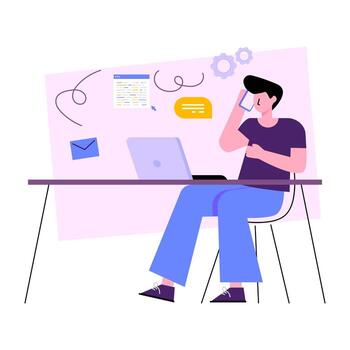 Editable design illustration of web programmer vector