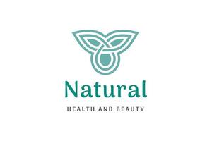Minimalist Beauty Care  logo with leaf and oil droplet shape vector