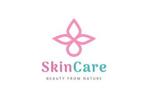 Simple Beauty care logo with oil droplet and leaf shape vector