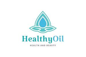 Leaf and droplet logo in simple and modern shape for beauty care and health vector