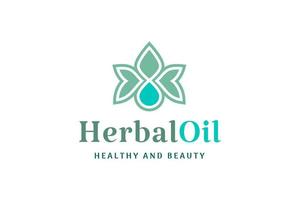 Herbal logo with droplet and leaf shape vector