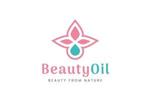 Beauty care logo with oil droplet and leaf shape vector