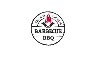 Vintage Retro Rustic BBQ Grill, Barbecue, Barbeque Label Stamp Logo design vector