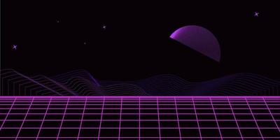 Retro background futuristic landscape 1980s style. Digital retro landscape cyber surface. 80s party background . Retro 80s fashion Sci-Fi Background. Digital Cyber Surface. vector