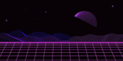 Retro background futuristic landscape 1980s style. Digital retro landscape cyber surface. 80s party background . Retro 80s fashion Sci-Fi Background. Digital Cyber Surface. vector