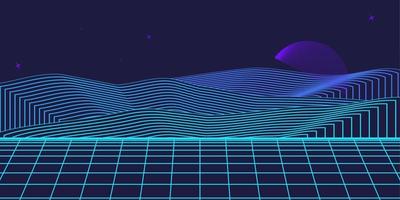 Retro background futuristic landscape 1980s style. Digital retro landscape cyber surface. 80s party background . Retro 80s fashion Sci-Fi Background. Digital Cyber Surface. vector