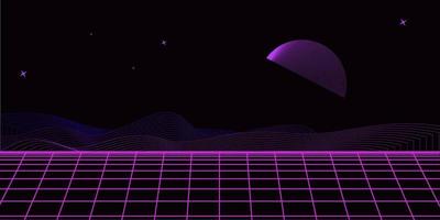 Retro background futuristic landscape 1980s style. Digital retro landscape cyber surface. 80s party background . Retro 80s fashion Sci-Fi Background. Digital Cyber Surface. vector