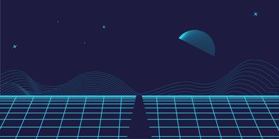 Retro background futuristic landscape 1980s style. Digital retro landscape cyber surface. 80s party background . Retro 80s fashion Sci-Fi Background. Digital Cyber Surface. vector