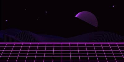 Retro background futuristic landscape 1980s style. Digital retro landscape cyber surface. 80s party background . Retro 80s fashion Sci-Fi Background. Digital Cyber Surface. vector