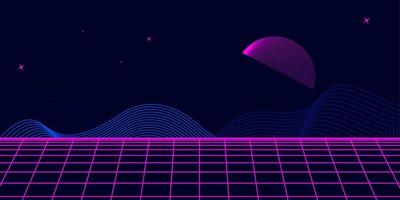 Retro background futuristic landscape 1980s style. Digital retro landscape cyber surface. 80s party background . Retro 80s fashion Sci-Fi Background. Digital Cyber Surface. vector