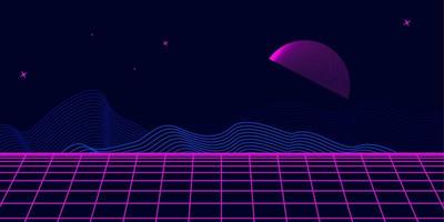 Retro background futuristic landscape 1980s style. Digital retro landscape cyber surface. 80s party background . Retro 80s fashion Sci-Fi Background. Digital Cyber Surface. vector