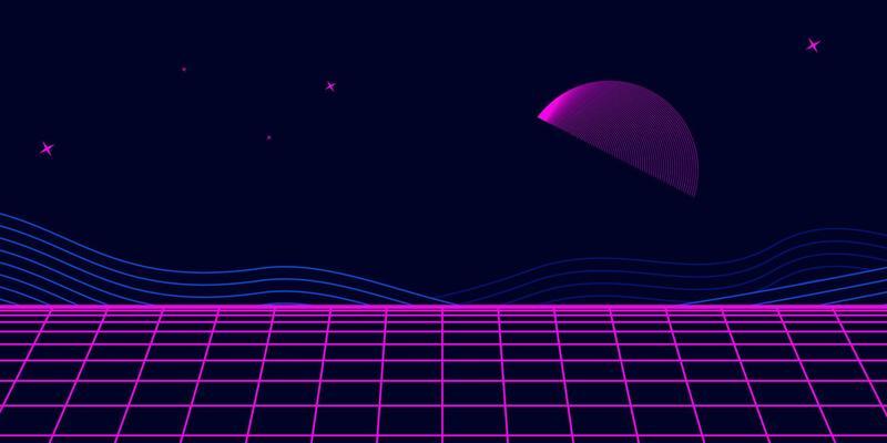 Retro background futuristic landscape 1980s style. Digital retro landscape cyber surface. 80s party background . Retro 80s fashion Sci-Fi Background. Digital Cyber Surface.