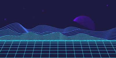 Retro background futuristic landscape 1980s style. Digital retro landscape cyber surface. 80s party background . Retro 80s fashion Sci-Fi Background. Digital Cyber Surface. vector