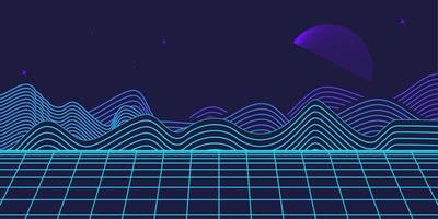 Retro background futuristic landscape 1980s style. Digital retro landscape cyber surface. 80s party background . Retro 80s fashion Sci-Fi Background. Digital Cyber Surface. vector