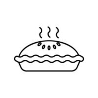Hot pie icon for meal or food in black outline style vector