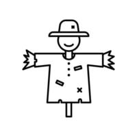 Scarecrow icon for scaring bird on farming land in black outline style vector