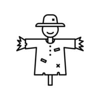 Scarecrow icon for scaring bird on farming land in black outline style vector