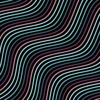 Abstract colorful waves on black background. Wavy background with diagonal direction. vector