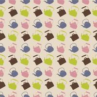 Seamless Colorful Pattern with Kettle. Vector background with different teapots. Endless kitchen texture.