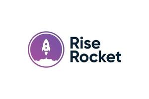 diseño de logotipo de cohete aislado de tecnología en degradado púrpura vector