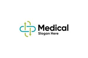 Medical clinic arrow pharmaceutical logo template vector