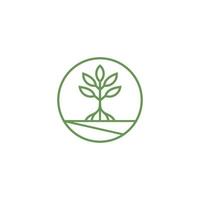 ilustración de línea de icono de vector de logotipo de árbol de manglar
