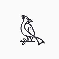 ilustración de línea de icono de vector de logotipo de pájaro cardenal