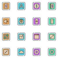 Mobile Setting Filled Line Icon Set vector