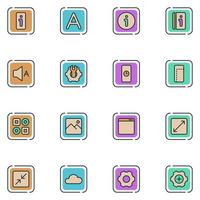 Mobile Setting Filled Line Icon Set vector