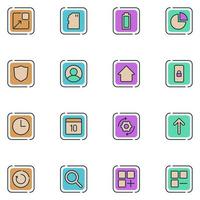 Mobile Setting Filled Line Icon Set vector