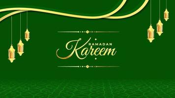 Islamic banner with green background and Islamic pattern decoration vector