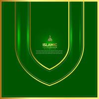 Islamic background with green and gold color vector