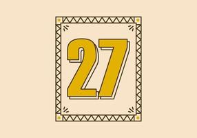 Vintage rectangle frame with number 27 on it vector