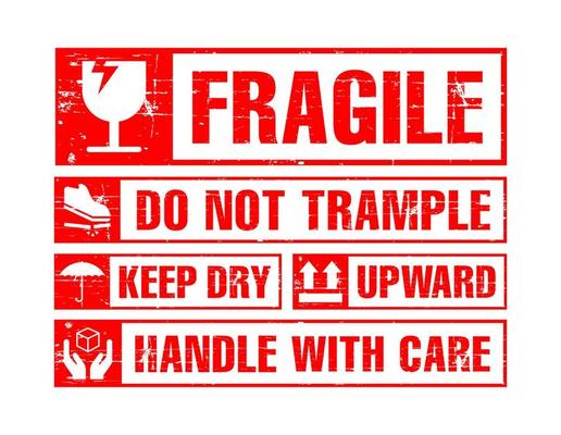 Warning Fragile Sign Grunge Sticker