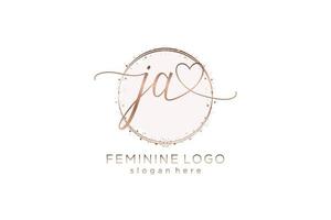 Initial JA handwriting logo with circle template vector logo of initial wedding, fashion, floral and botanical with creative template.