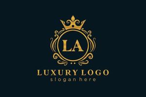 Initial LA Letter Royal Luxury Logo template in vector art for Restaurant, Royalty, Boutique, Cafe, Hotel, Heraldic, Jewelry, Fashion and other vector illustration.