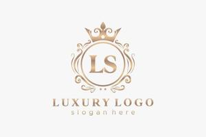 Initial LS Letter Royal Luxury Logo template in vector art for Restaurant, Royalty, Boutique, Cafe, Hotel, Heraldic, Jewelry, Fashion and other vector illustration.