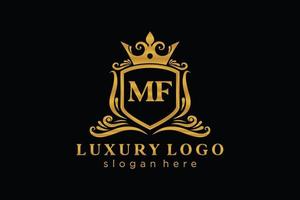 Initial MF Letter Royal Luxury Logo template in vector art for Restaurant, Royalty, Boutique, Cafe, Hotel, Heraldic, Jewelry, Fashion and other vector illustration.