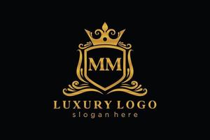 Initial MM Letter Royal Luxury Logo template in vector art for Restaurant, Royalty, Boutique, Cafe, Hotel, Heraldic, Jewelry, Fashion and other vector illustration.