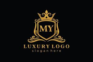 Initial MY Letter Royal Luxury Logo template in vector art for Restaurant, Royalty, Boutique, Cafe, Hotel, Heraldic, Jewelry, Fashion and other vector illustration.